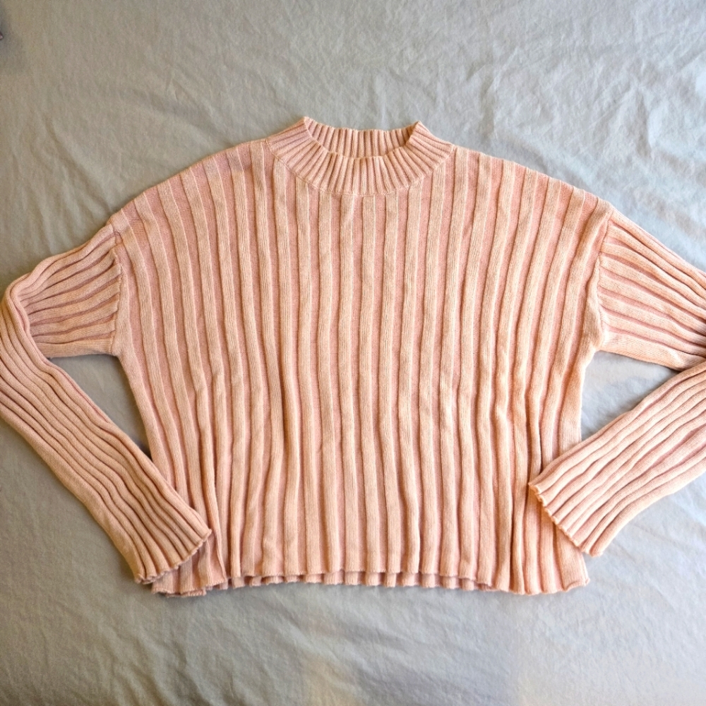 BP Cozy Chunky Knit Mockneck Sweater Pastel Ballet Baby Pink